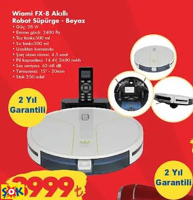 WİAMİ FX-8 AKILLI ROBOT SÜPÜRGE - BEYAZ